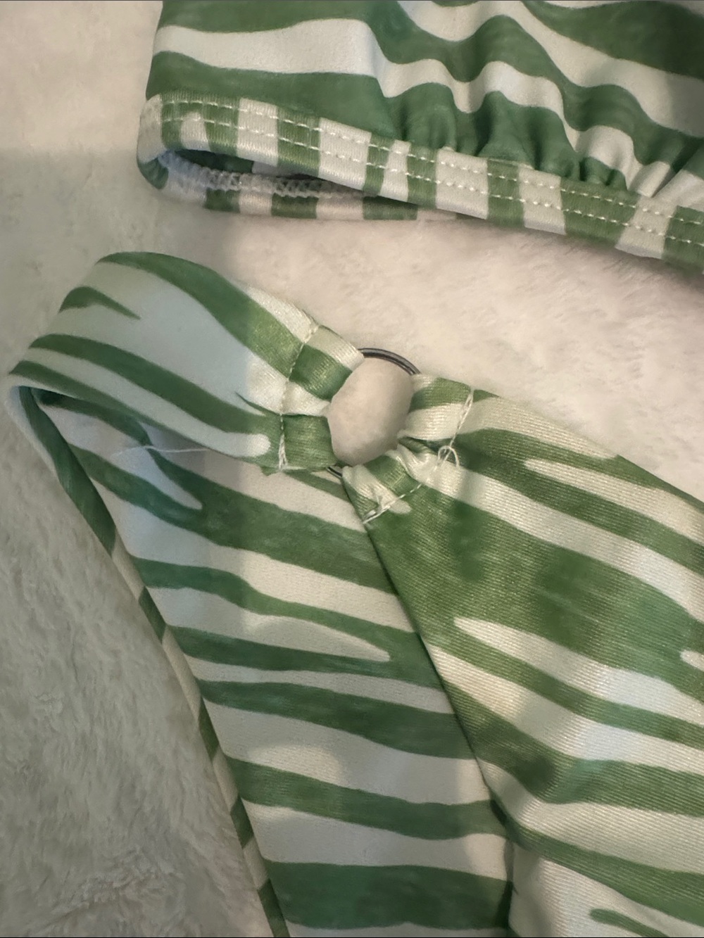 Green Zebra-Print Triangle Bikini Set - Picture 2 of 3